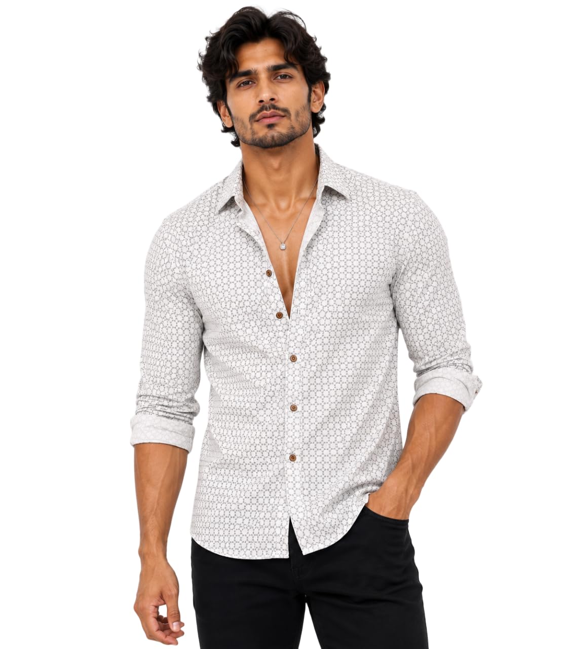 Chevron Men Printed Shirt, Casual Shirts, Full Sleeves Shirt, Single Pocket, Shirts for Men-picture-31