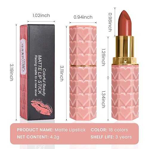Vista 166 de evpct Juego de 1 lápiz labial líquido mate nude para mujer, peonía, flor, marrón, rosa, mate, larga duración, permanente, 24 horas, lápiz labial