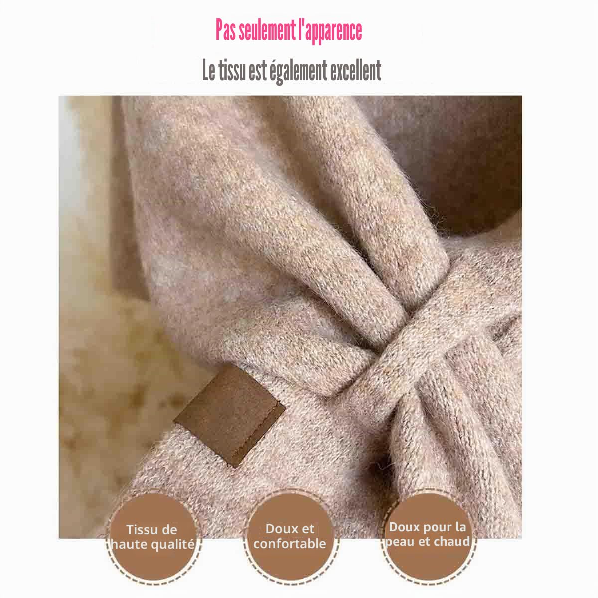 Générique ChâLe En Laine MéLangéE De Couleur Unie Pour Femmes,Cardigan Noué,ChâLe Triangulaire Pour Femme,Poncho Enveloppant Pour Voyage,Doux Et Confortable