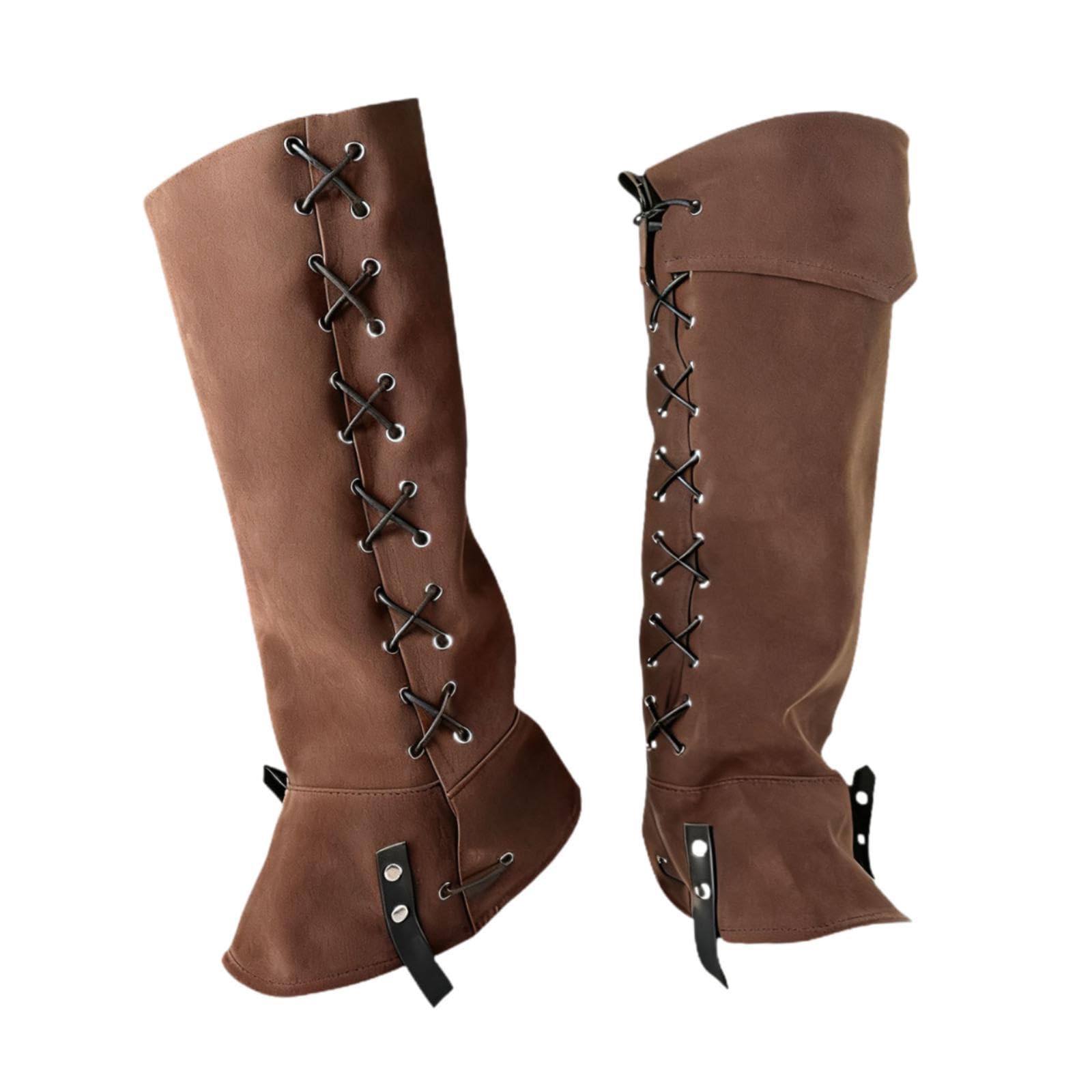 Cubrebotas de Pirata con Polainas Medievales Ligeras, Protectores de Piernas Steampunk, Cubrezapatos Universales, Accesorio de Disfraz para Hombres, a, Caqui