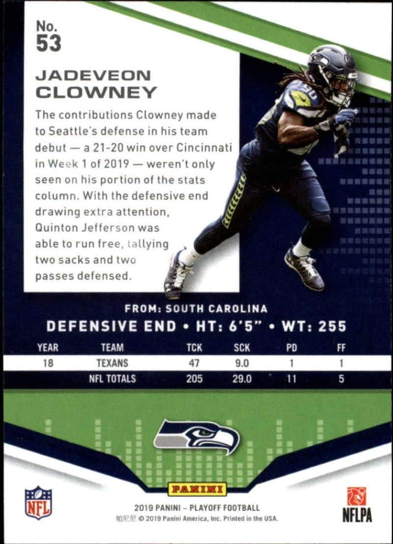 2019 Playoff Football #53 Jadeveon Clowney Seattle Seahawks Official Panini NFL Trading Card