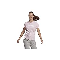 adidas Essentials Slim Logo, T-shirt Donna, Clear Pink, White, S