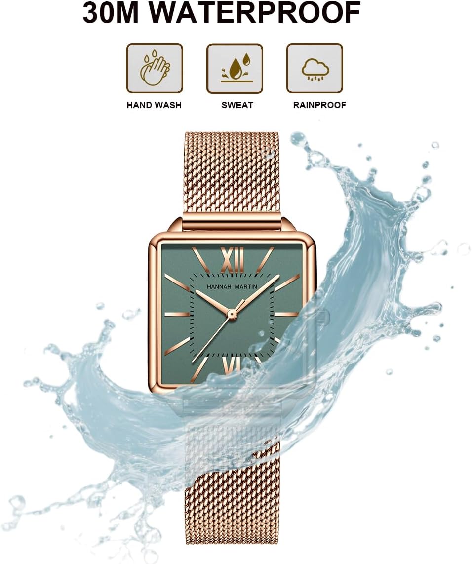 Gold Watches for Women Vintage Square Face Dainty Waterproof Quartz Watch Ladies Party Jewelry Bracelet with Stainless Steel Band - Image 4