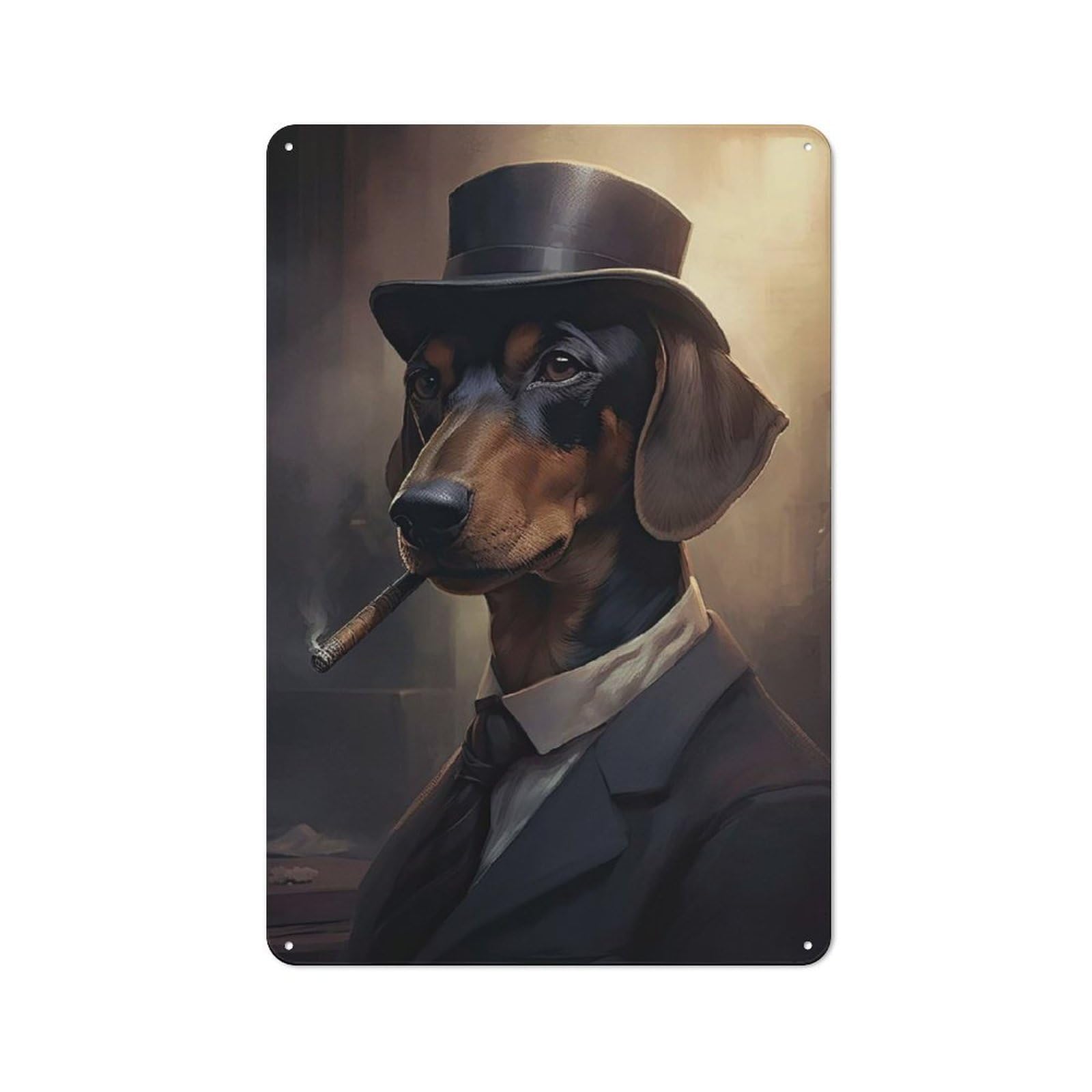 Junmoney Style-5 Dachshund The Gangster Vintage Metal Sign 30X20cm For Lounge Or Reading Corner, For Garage, Workshop And Man Cave Decoration
