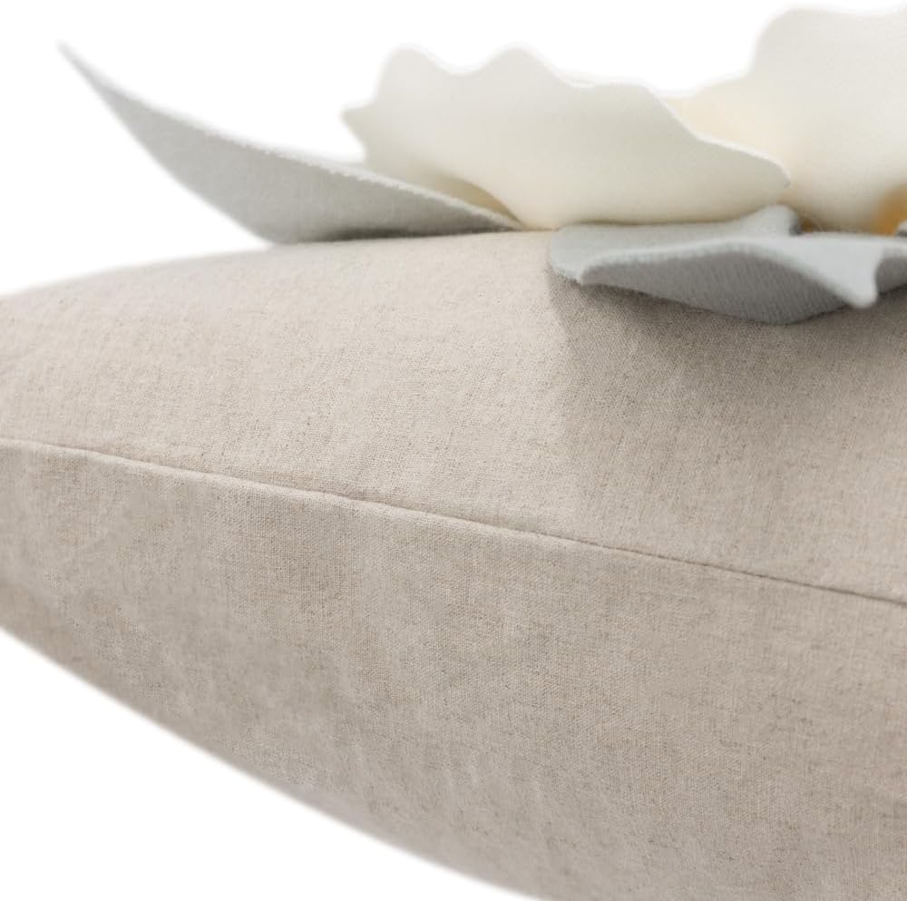 JWH Flower Throw Pillow Cover Decorative 3D Floral Accent Pillow Case Stereo Cushion Handmade Pillowcase for Car Bedroom Bed Couch Sofa 18x18 Inch Ivory White - Image 6