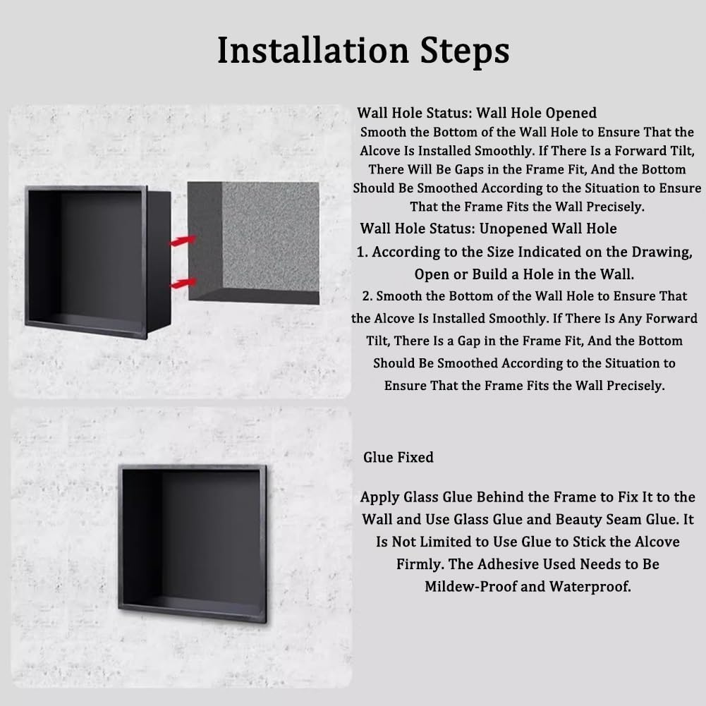 Stainless Steel Bathroom Niche with Built-in Trash Can,Recessed Toilet Paper Holder & Waterproof Shower Storage Alcove for Shampoo & Toiletries (Gray,B)