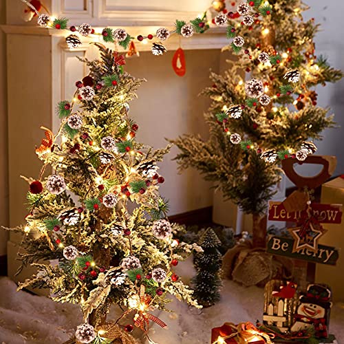 Ovv 10Ft Christmas Pine Cone Garland Lights With 30 Led Pine Needles Red Berries Bell Fairy String Lights Battery Operated Xmas Decorations For Outdoor Indoor Home Fireplace Holiday New Year Party #TOP6