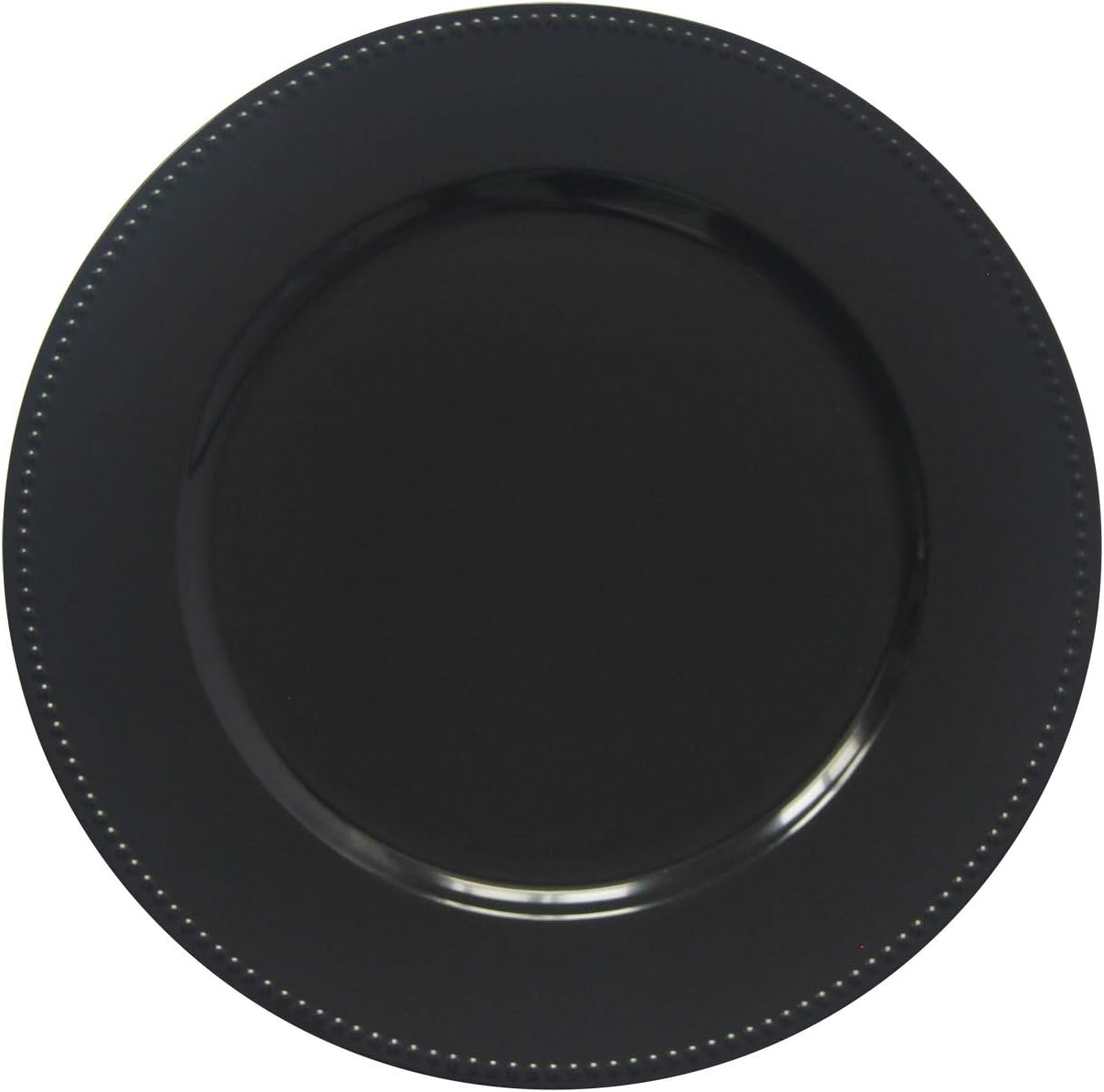 Black Plastic Beaded Charger Plates - 12 pcs 13 Inch Round Wedding Party Decroation Charger Plates (Black, 12)