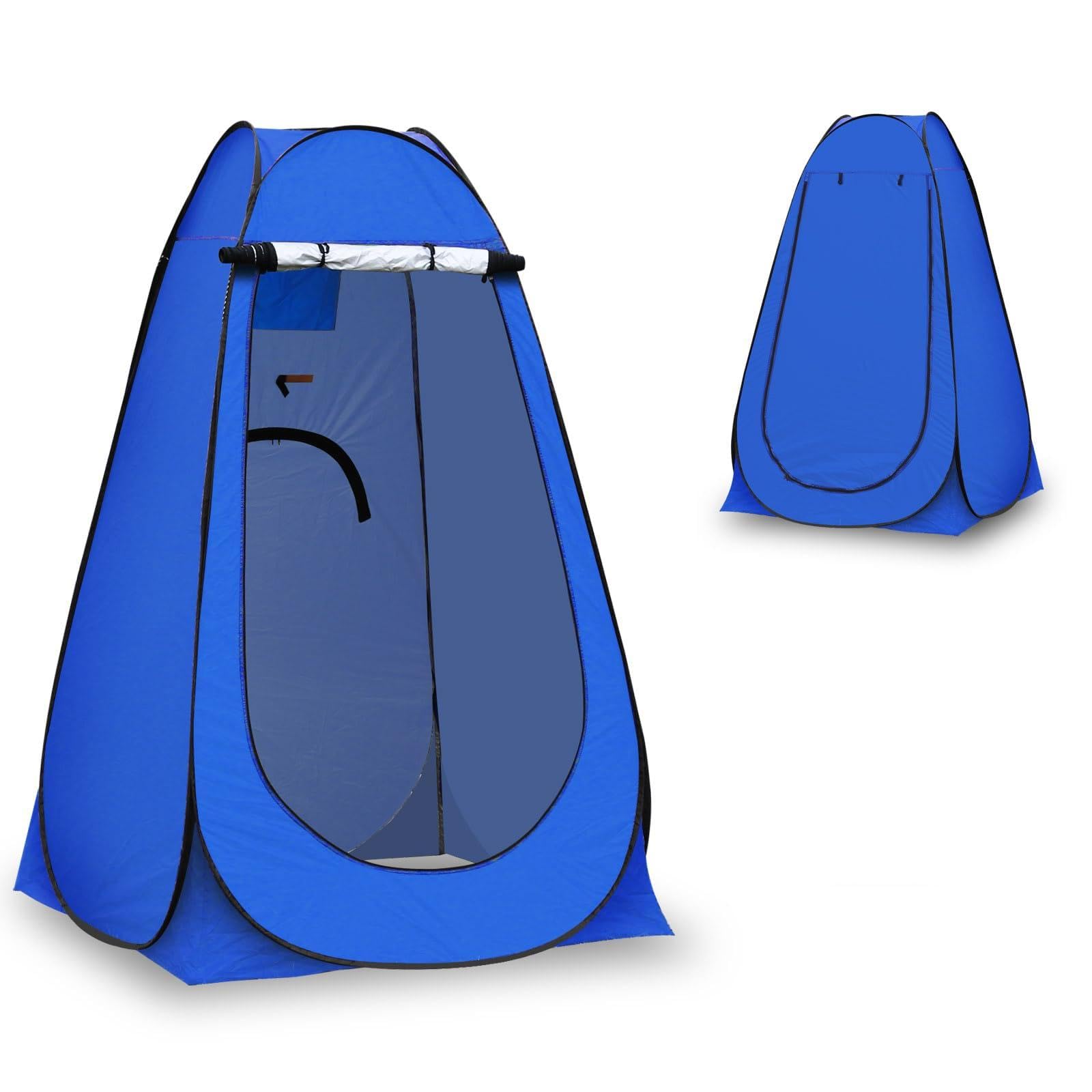 CLIPOP Pop Up Toilet Tent, Portable Shower Privacy Tents Waterproof Anti-UV Changing Dressing Tent for Beach Fishing Hiking Bathing, Outdoor,with a Carrying Bag (120×120×190 cm, Blue)