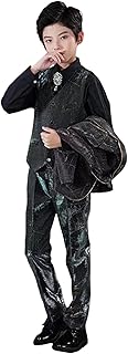 Traje de fiesta para niño 128, traje de esmoquin para niños, corte estrecho, formal, boda, fiesta, fiesta, fiesta, brillante, traje para niños, 4 piezas, chaleco, pantalones, chaqueta, conjunto de