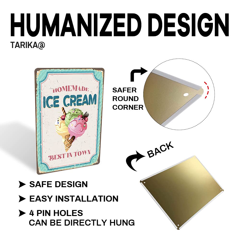 Cartel De Postre De Verano, Letrero De Metal Vintage, Cono De Helado, Placa De Hojalata De Metal Charlotte, Decoración De Pared Para Cafetería, Tienda, Cocina Y Sala De Tar - AliExprs