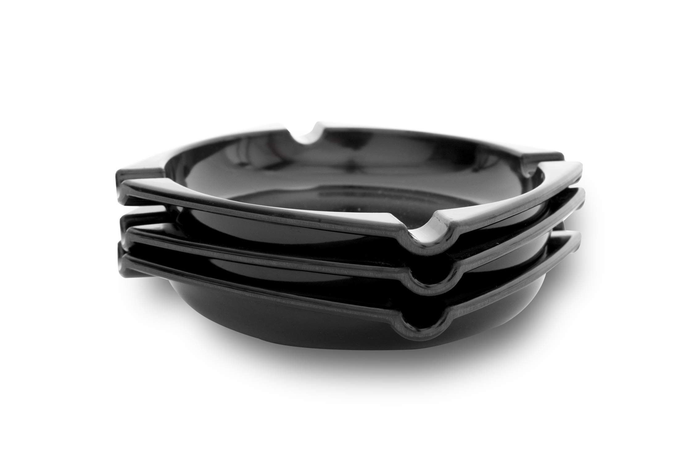 Garnet - Square nero - 12 PEZZI Posacenere in plastica (melamina) resistente ad alte temperature, antiurto, Made in Italy 100% - Dimensione 10 cm x 10 cm x 2 cm h - Nero
