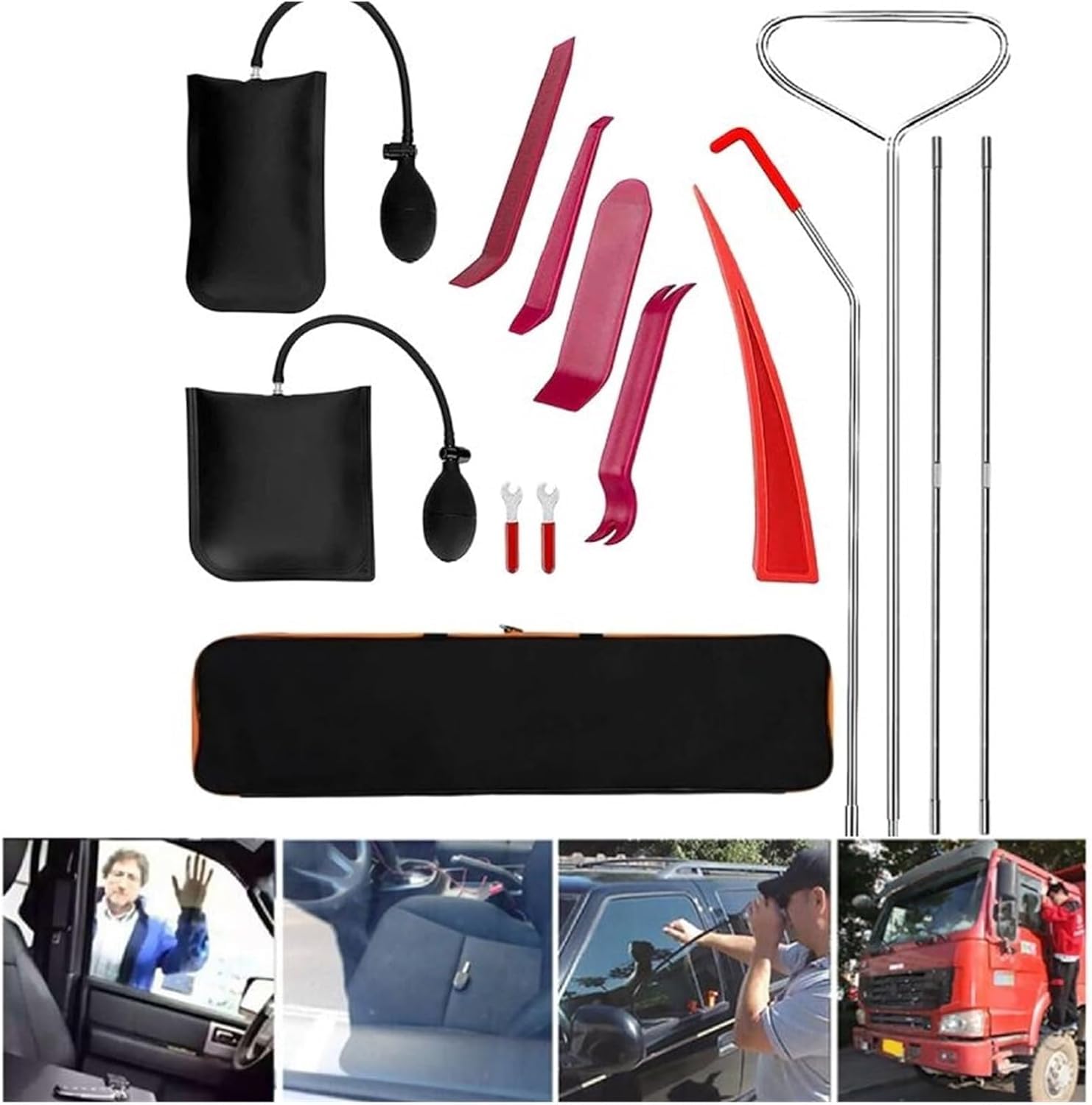 Zestaw do otwierania drzwi samochodu Auto okno drzwi otwarte narzędzie do mocowania chwytaka pompa niebrudzący klin z torbą do przenoszenia narzędzia do naprawy awaryjnej, C
