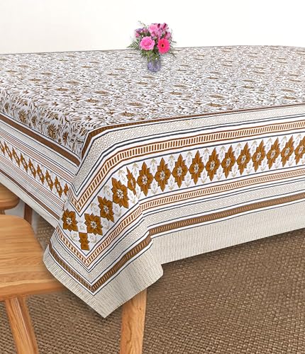 Image of Texstylers Table Cloth | Table Cloth for 6 Seater Dining Table| Dining Table Cover 6 Seater | Table Cover 6 Seater | Dining Table Cover | Rectangle, Cotton,150 cm X 225 cm (Orange)