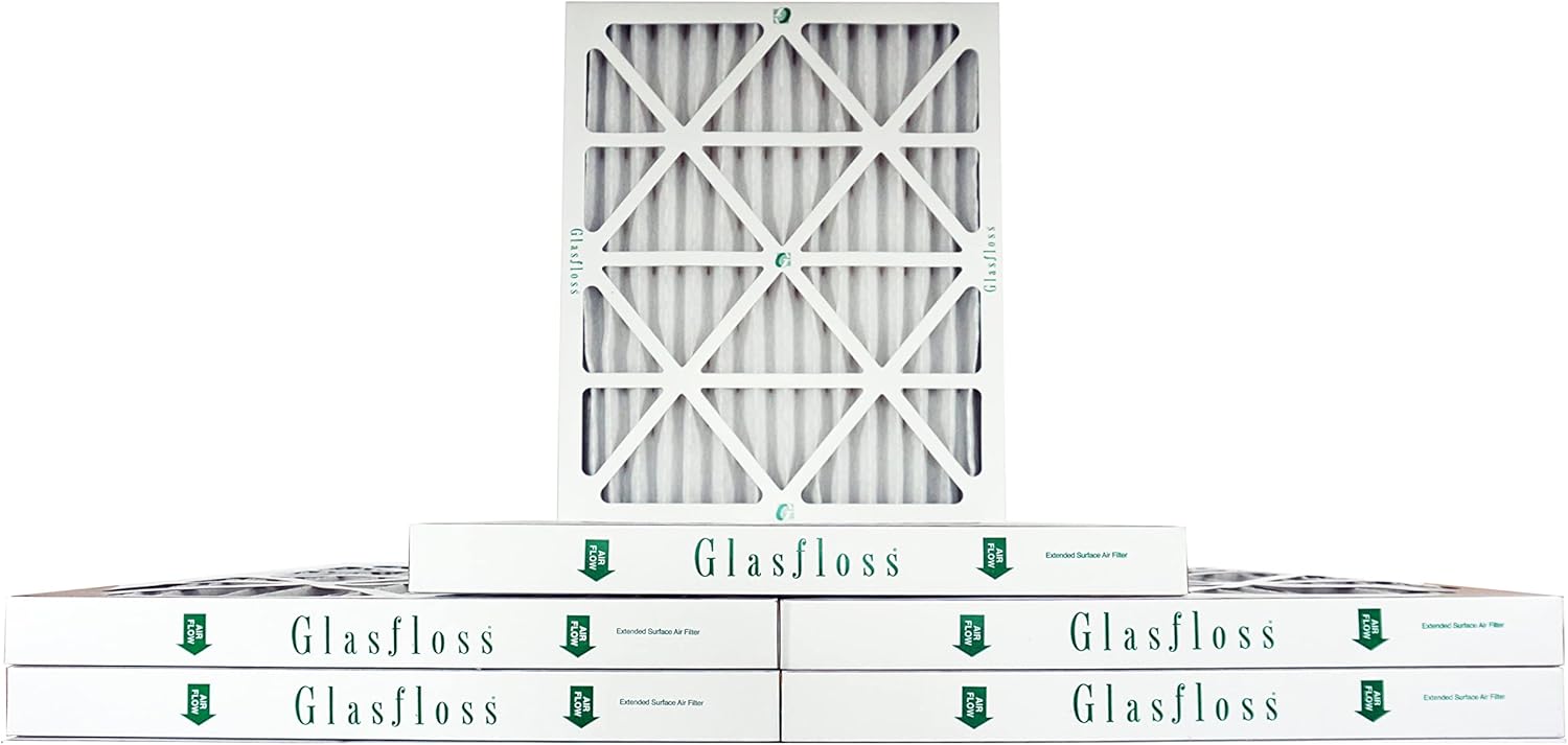 Glasfloss 18x36x22 Inch MERV 10 Pack of 6 Pleated Air Filter