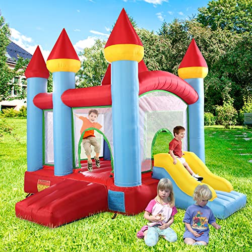 Inflatable Bounce House for Kids 5-12, Indoor Outdoor Backyard Jumping Castle Bouncer Jumper with Slide for Toddlers 1-3