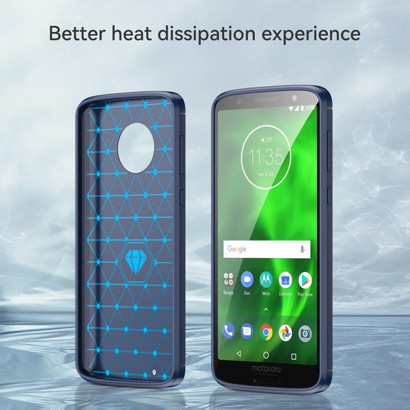 Image of Hybrid Carbon Fiber Back Case for Moto G6 (Blue)