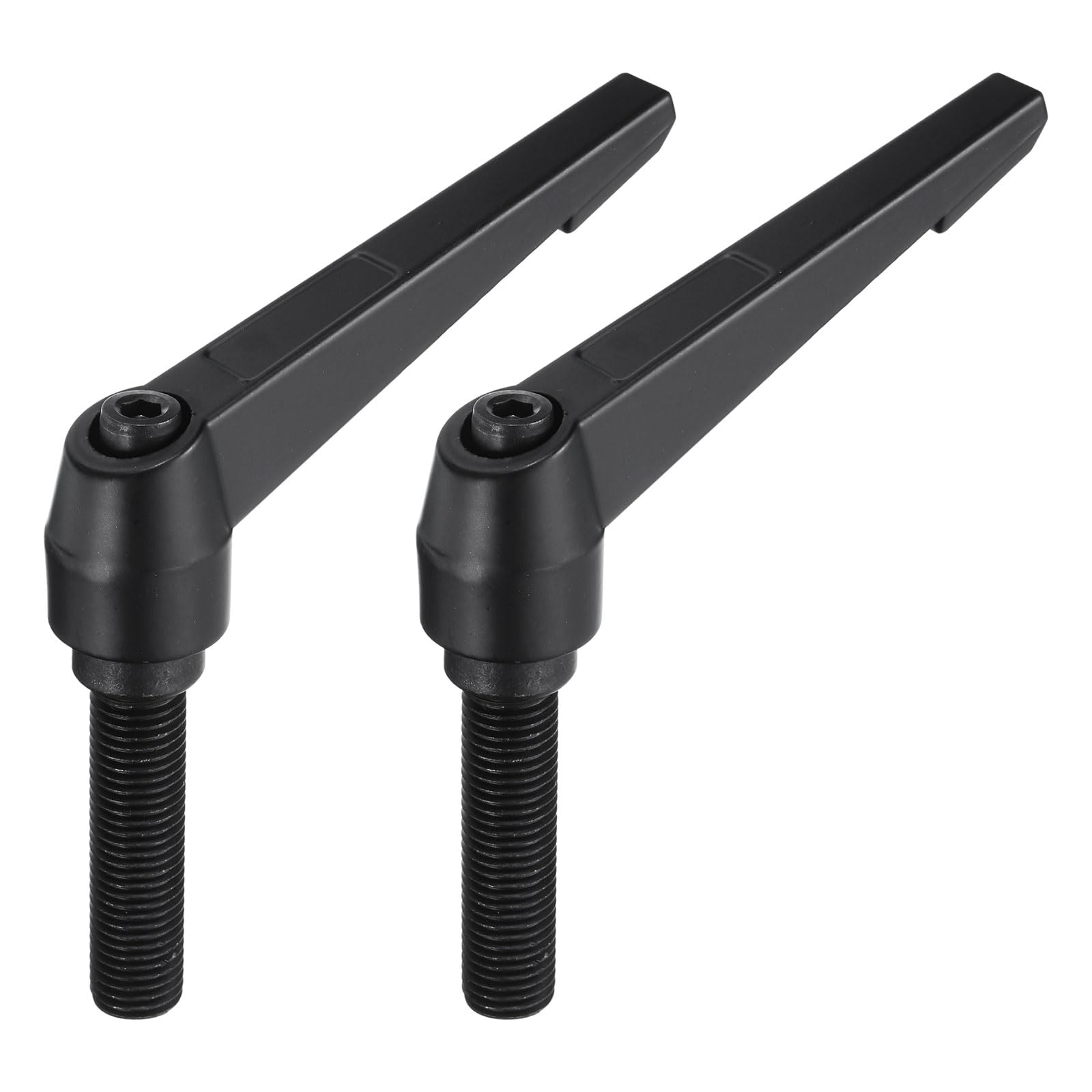 uxcell M16 x 63mm Handle Adjustable Clamping Lever Thread Push Button Ratchet Male Threaded Stud Knobs Locking Rotating Screw Handles Quick Release Bolt Black 2pcs