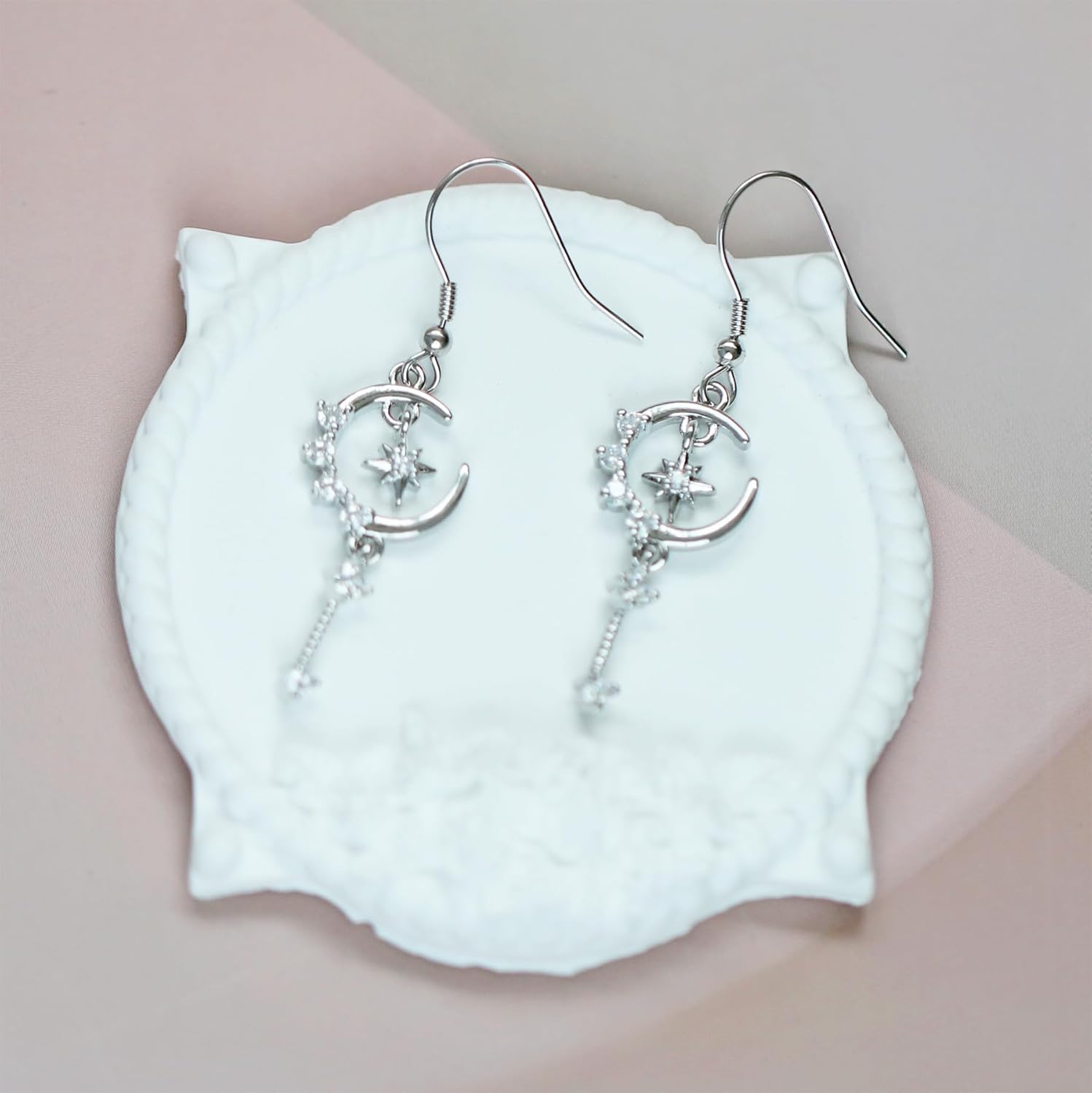 3D Star Drop Earrings for Women with 925 Sterling Silver French Hook Ear Wires,Hypoallergenic Lightweight Dangle Jewelry Gifts for Her - Image 6