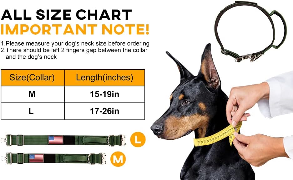 Miniatura 3 de Collar táctico para perro, collar ajustable de nailon para entrenamiento militar con asa y hebilla de metal resistente para perros medianos y