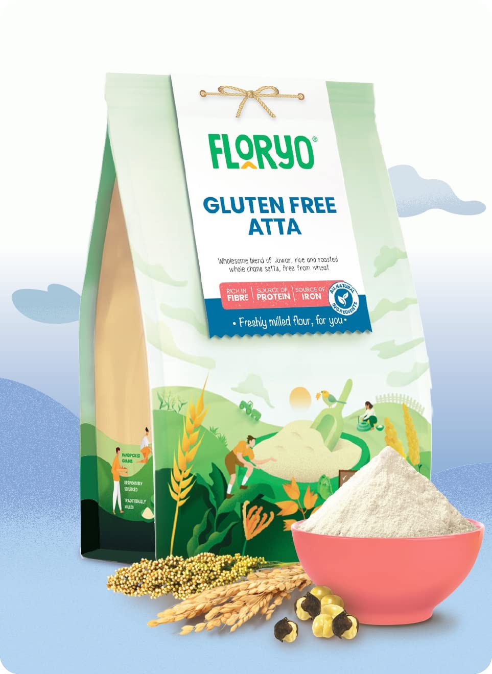 Floryo Gluten Free Atta | Freshly Milled After Order | Convenient | No Preservatives | Goodness of Jowar, Rice, Chana Sattu | Whole Wheat Free | 1kg (B0C5DRMTJR) Amazon Price History, Amazon Price Tracker