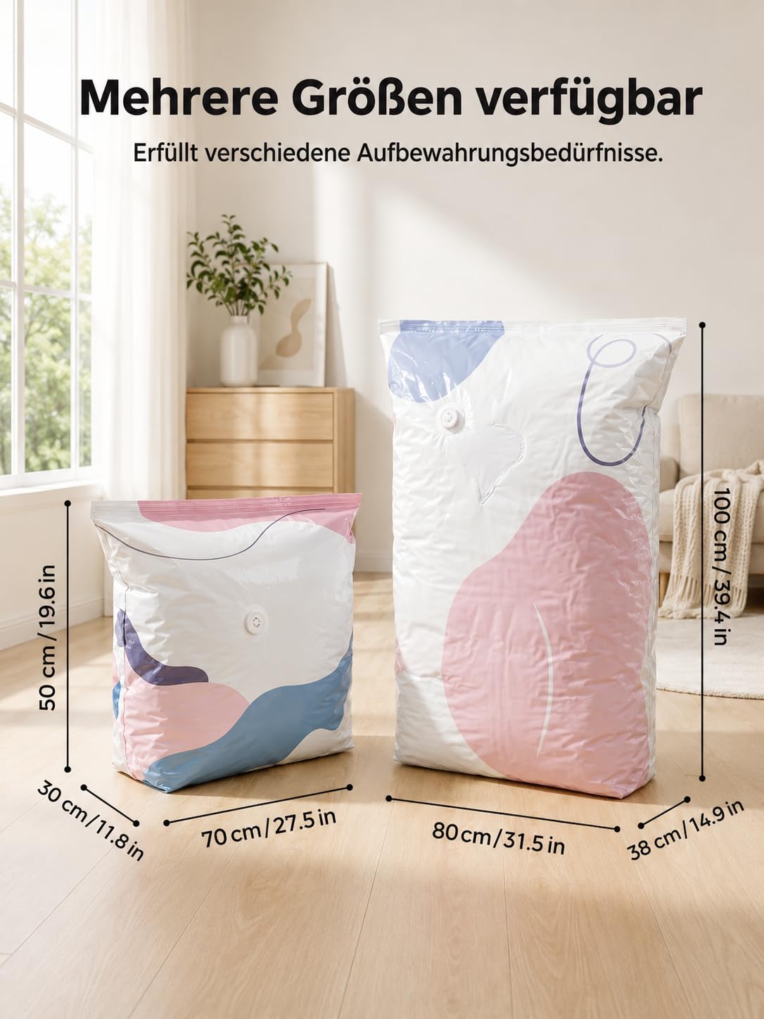 Vakuumbeutel Ohne Pumpe,No-Pump Large Vacuum Storage Compression Bags, für Bettdecken Kleidung Clothing，6pcs：100x80x30cm