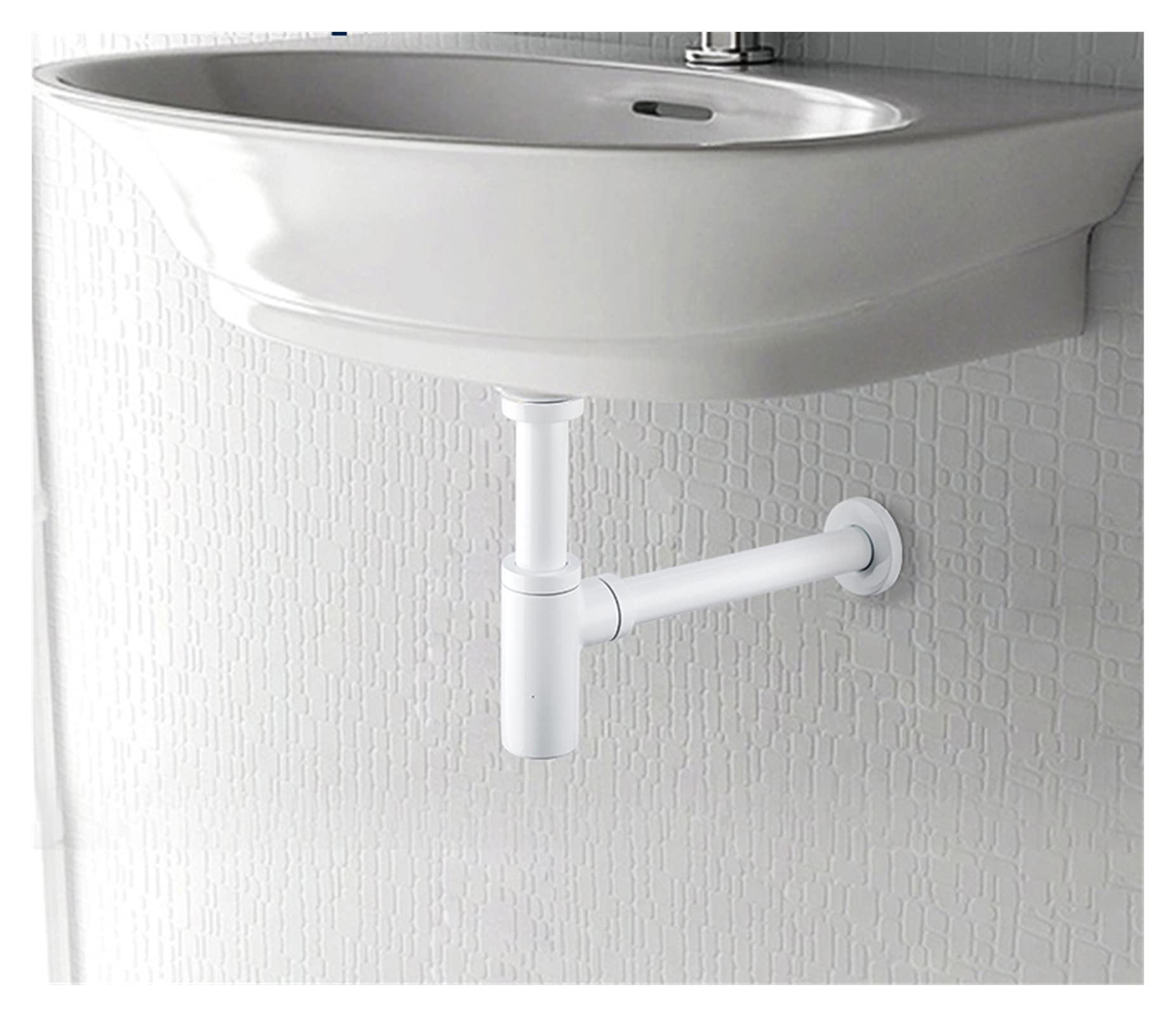 Lavabo Blanco Desagüe emergente Desagüe de Botella de Acero Inoxidable Desagües de sifón para Lavabo de baño con Kit de desagüe emergente F82-6 Exquisito