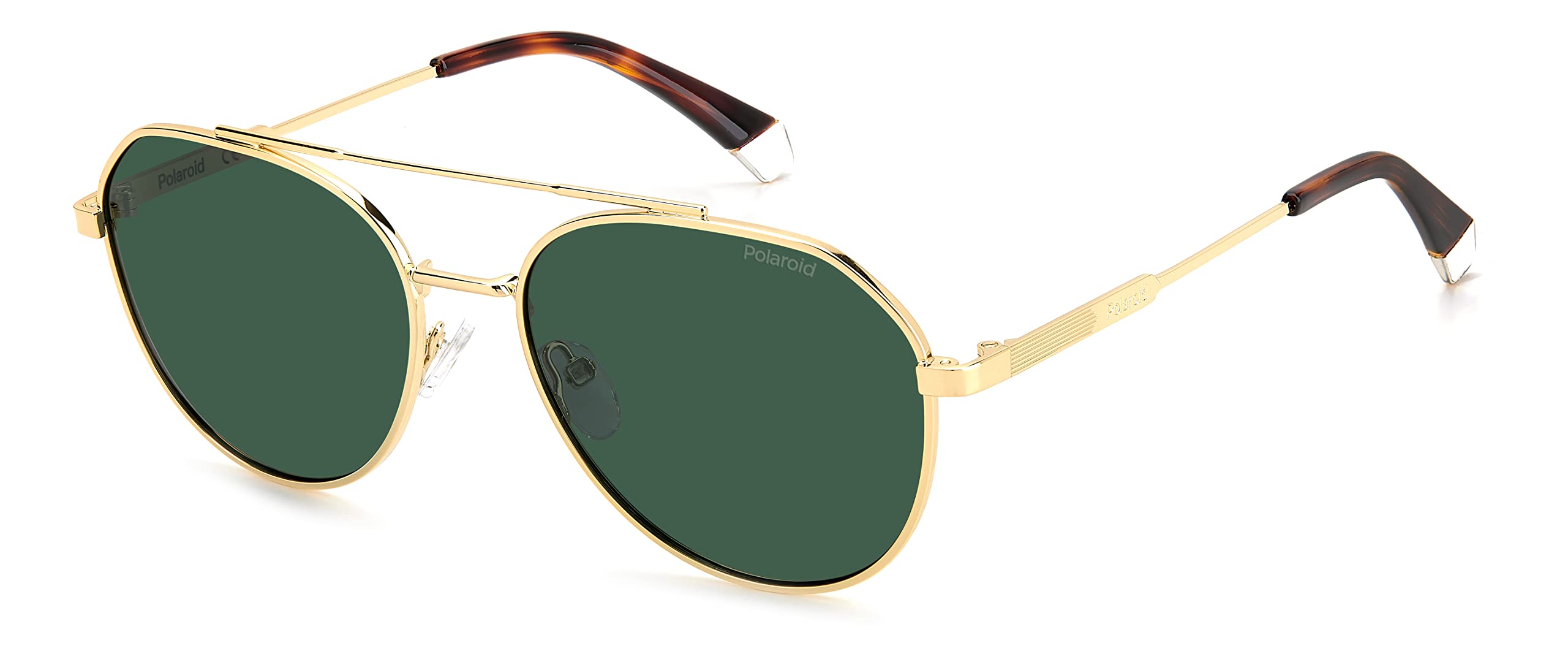 Polaroid Men's Yellow Sunglasses, One Size, Golden Stainless Steel Sunglasses Round Frame