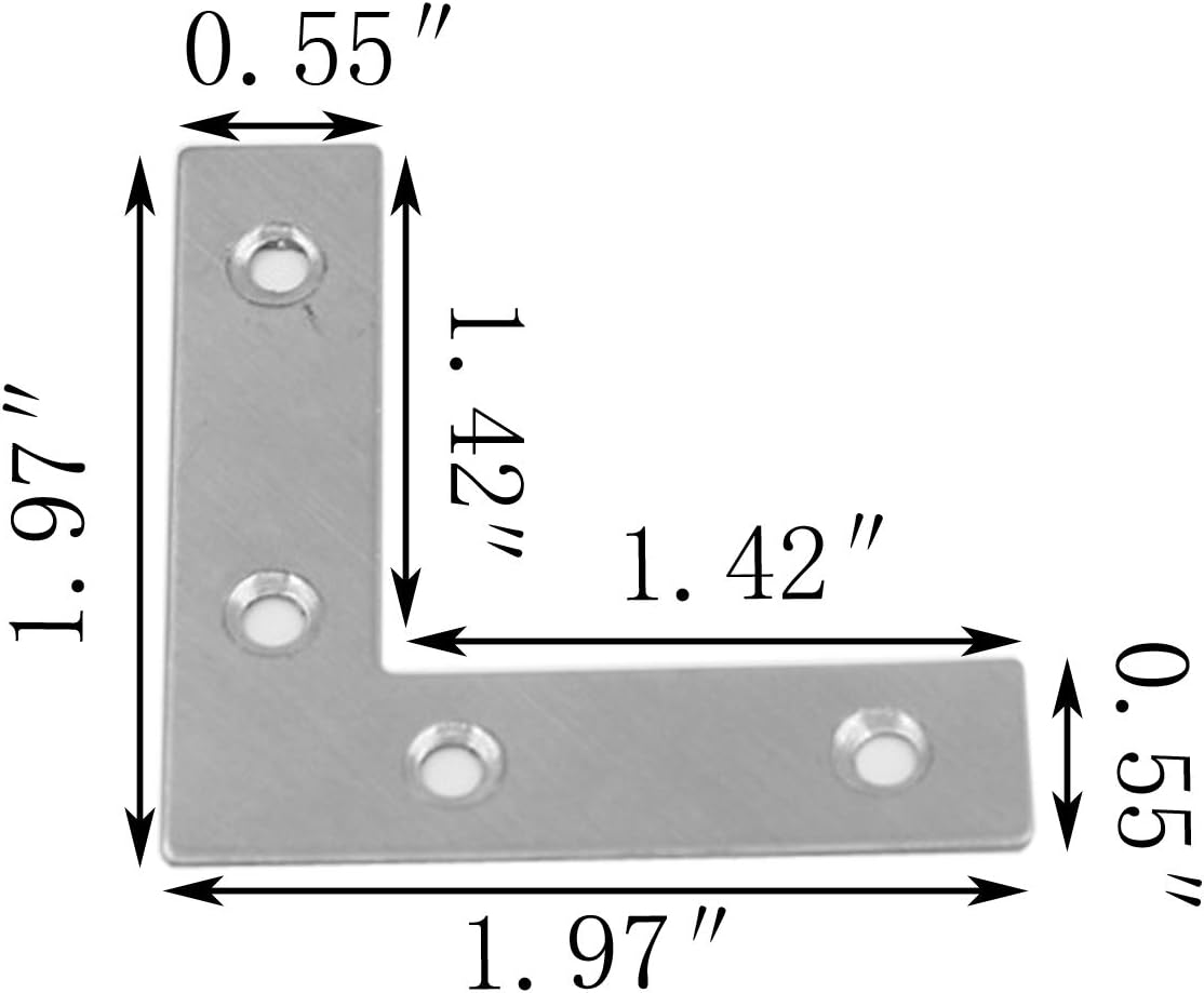 Orgrimmar 36 PCS Corner Brace Plates Metal L Shaped Flat Repair Plates Corner Brace Brackets 50mmx50mmx1mm