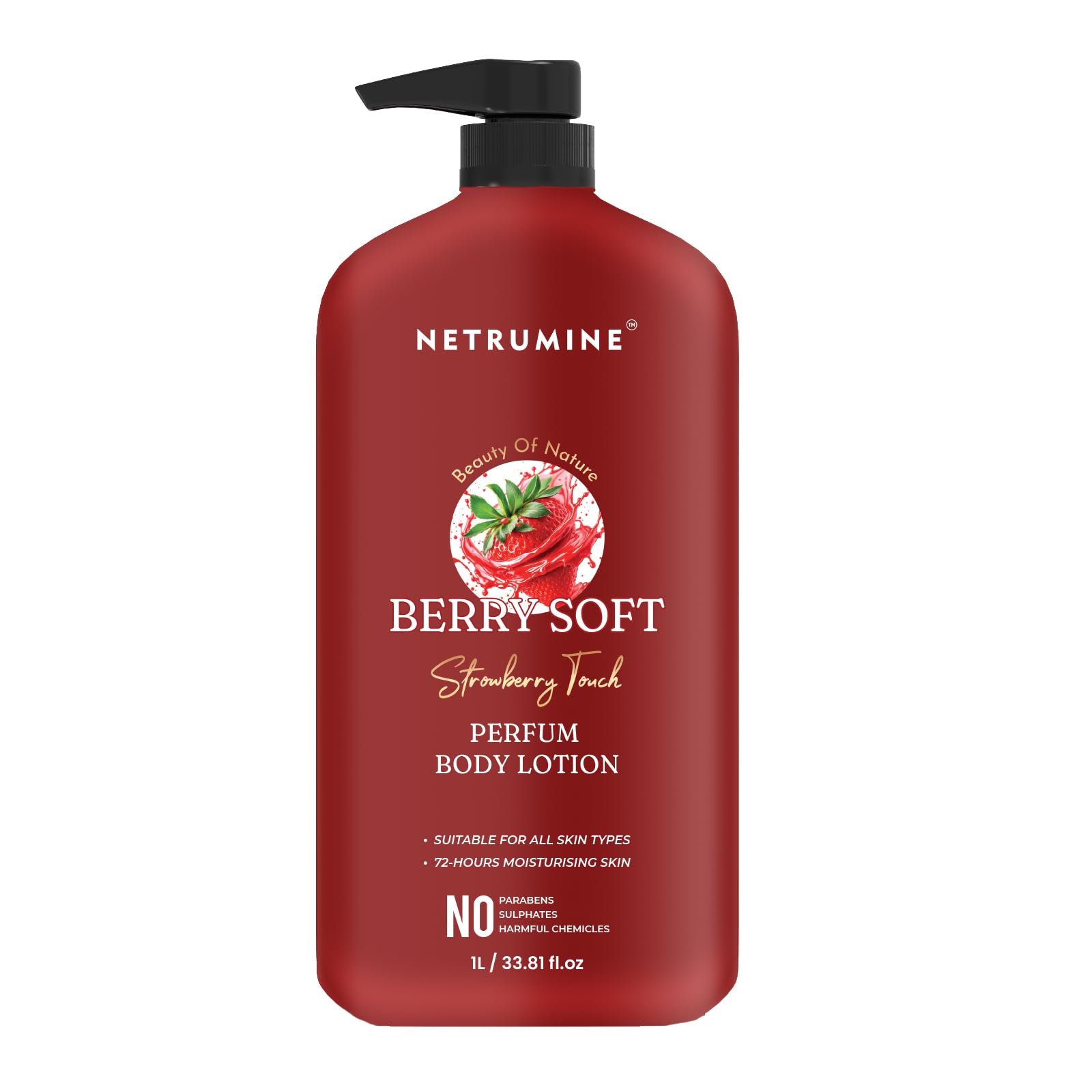 Berry Soft Strawberry Body Lotion 1L Perfume Body Lotion Deep Moisturizing Lotion with Berry Extracts Shea Butter Cocoa Butter Almond Oil Coconut Oil for Soft Smooth Skin Suitable for All Skin Types | 1L (Pack OF 1)-image-49