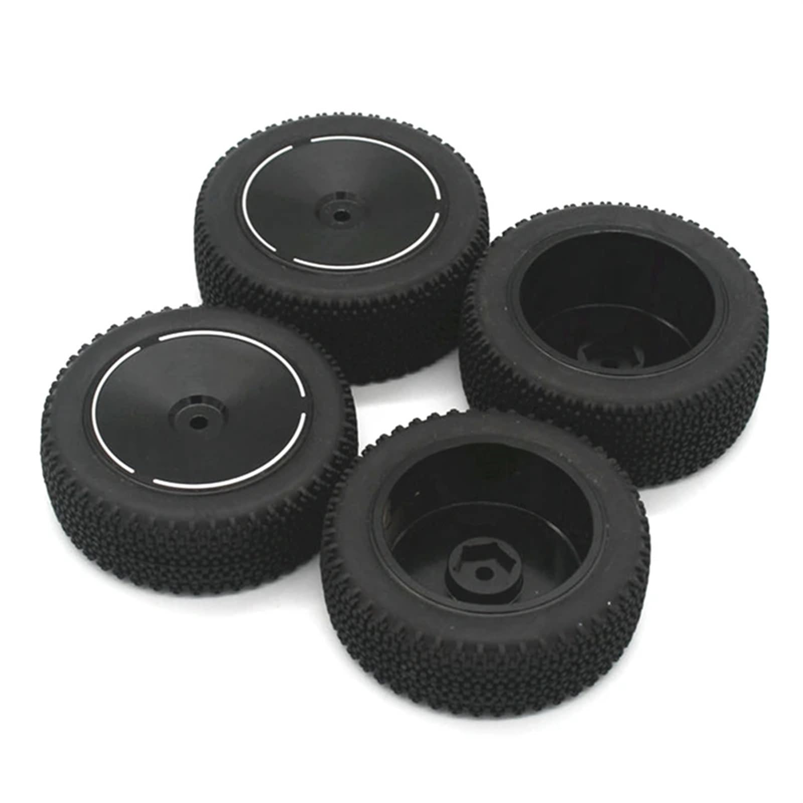 Neumáticos Coche RC Compatible con Wltoys 144001 144002 144010 124016 124017 124018 124019 RC Car 4 Uds Llanta De Rueda De Metal Piezas De Mejora De Neumáticos De Goma