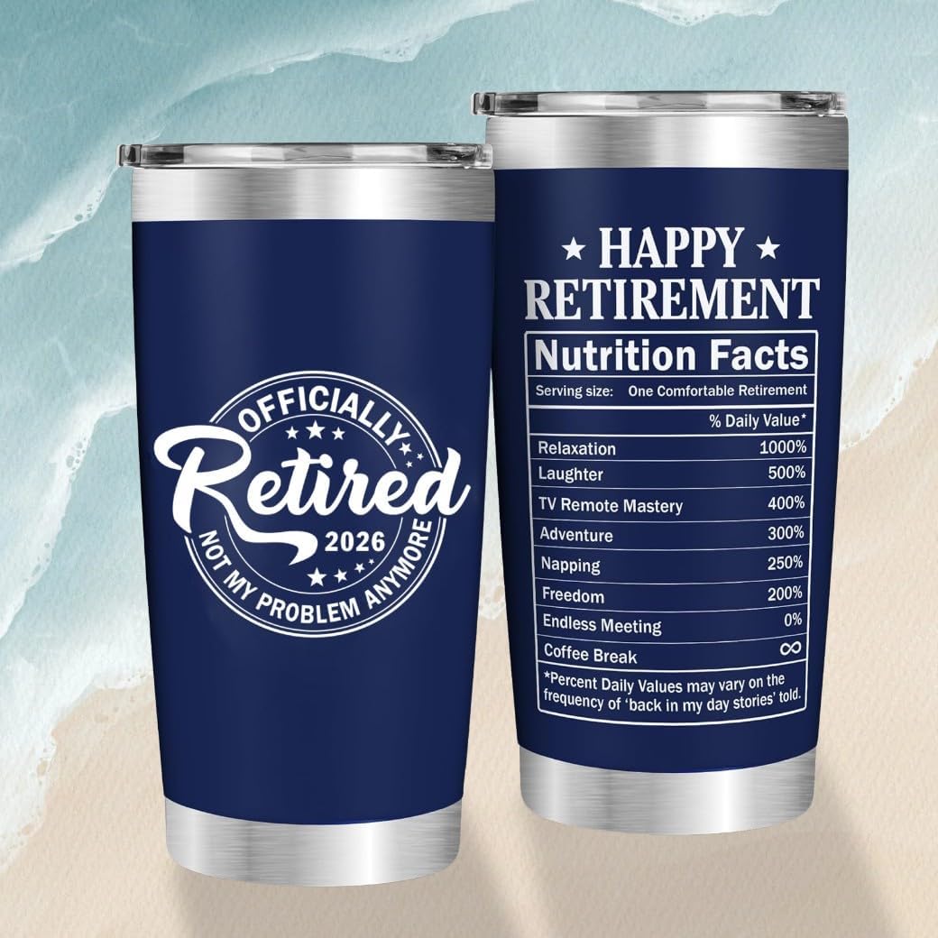Retirement Gifts for Men 2026 - Retired Not My Problem Anymore - Retirement Tumbler for Him, Father, Husband - Retired Gifts for Men, Navy Tumbler 20 Oz, Fathers Day, Christmas Gift - Image 6