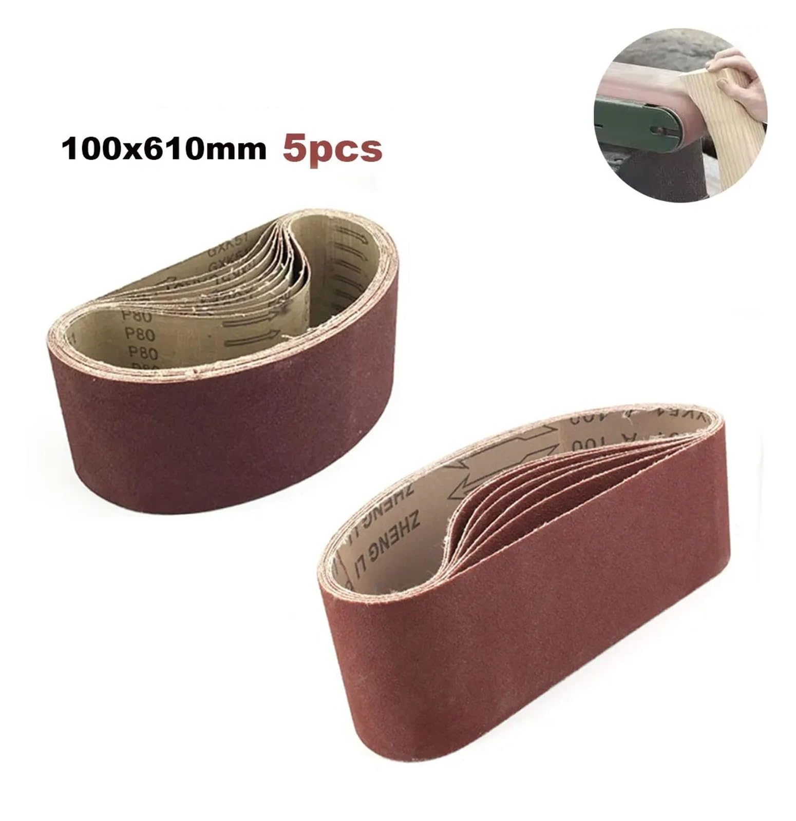 Rotolo di carta vetrata, 100x610mm grana 40-320 5 pezzi for lucidatura metallo legno(60)