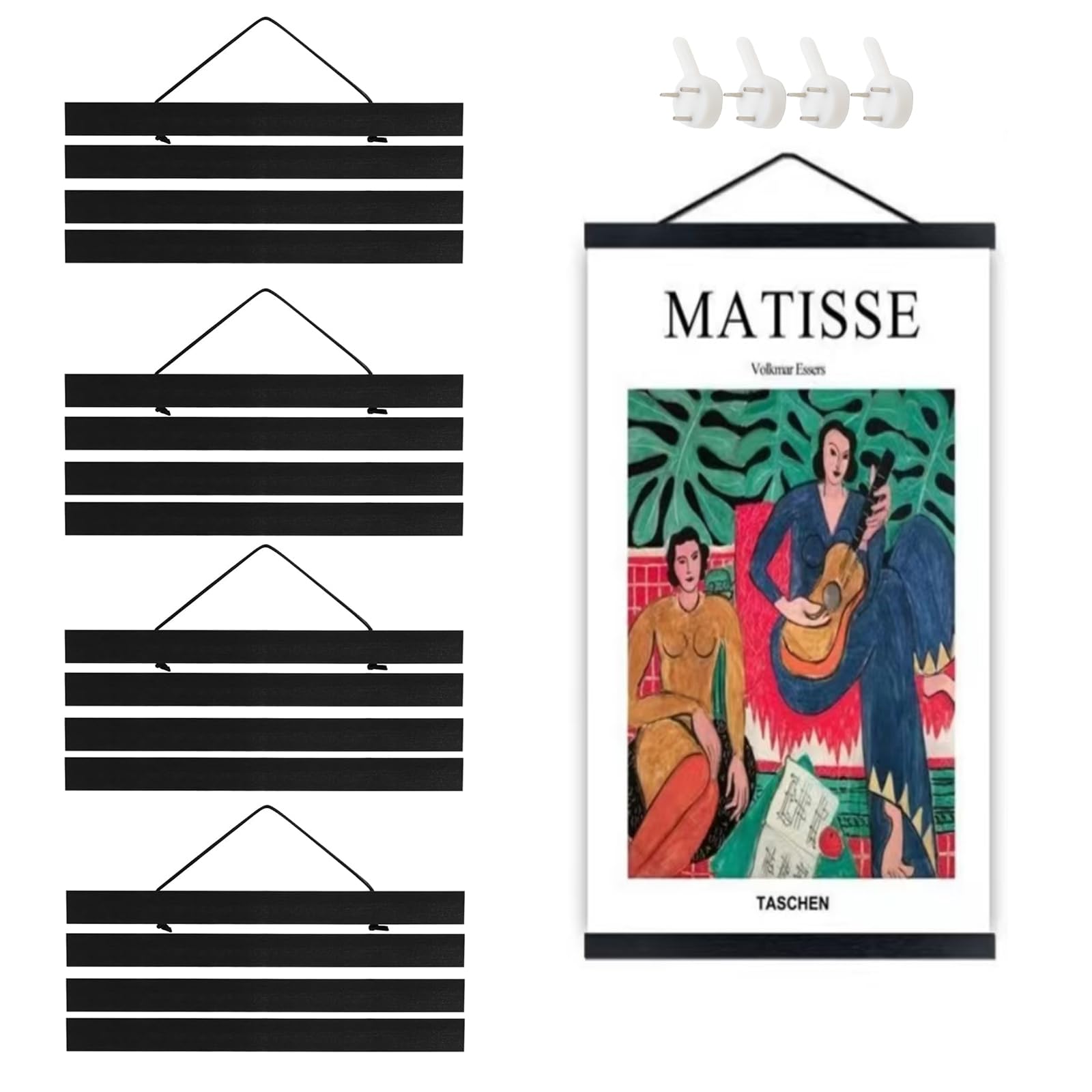 4 Stecche Per Poster In Legno 21cm - Guide Magnetiche Con Cordino, Per Foto E Opere D'Arte - Foto 9