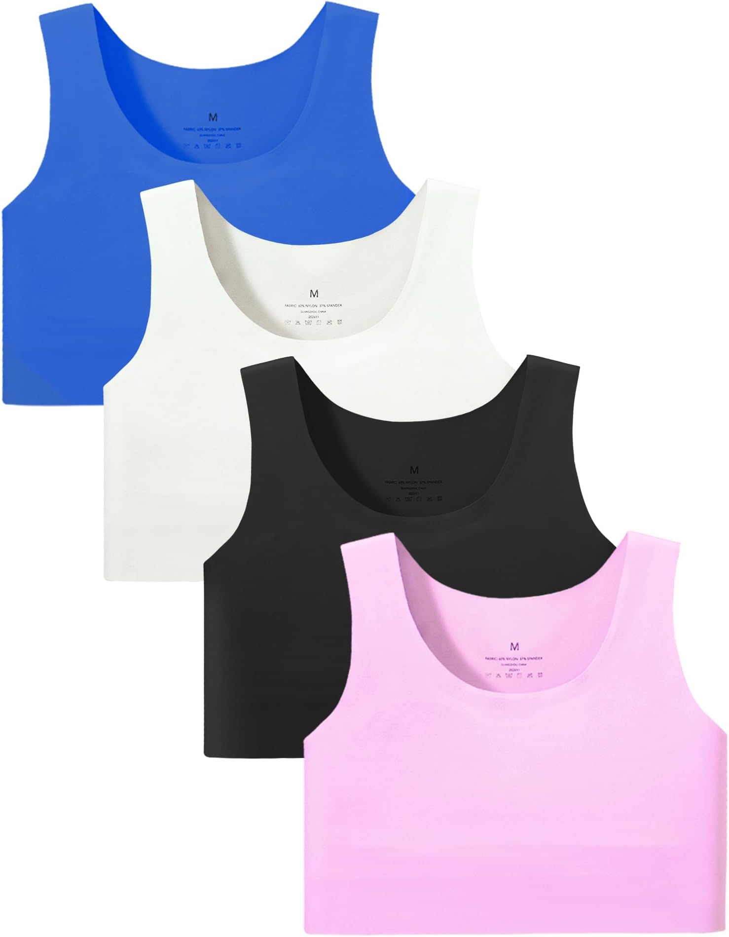 Girls Soft Training Bras 7-12 Seamless First Bra Girls Sports Bras Longline Crop - No Pads, Chest Double Lined