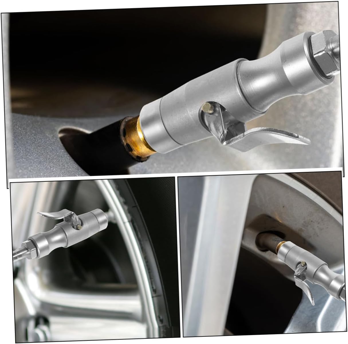 2pcs Self-Locking Tire Inflator Air Chuck Adapter, Copper Quick Connect Locking Nozzle for Automobile Tire Inflation, Matte Finish Pneumatic Tool Compatible with Air Compressor