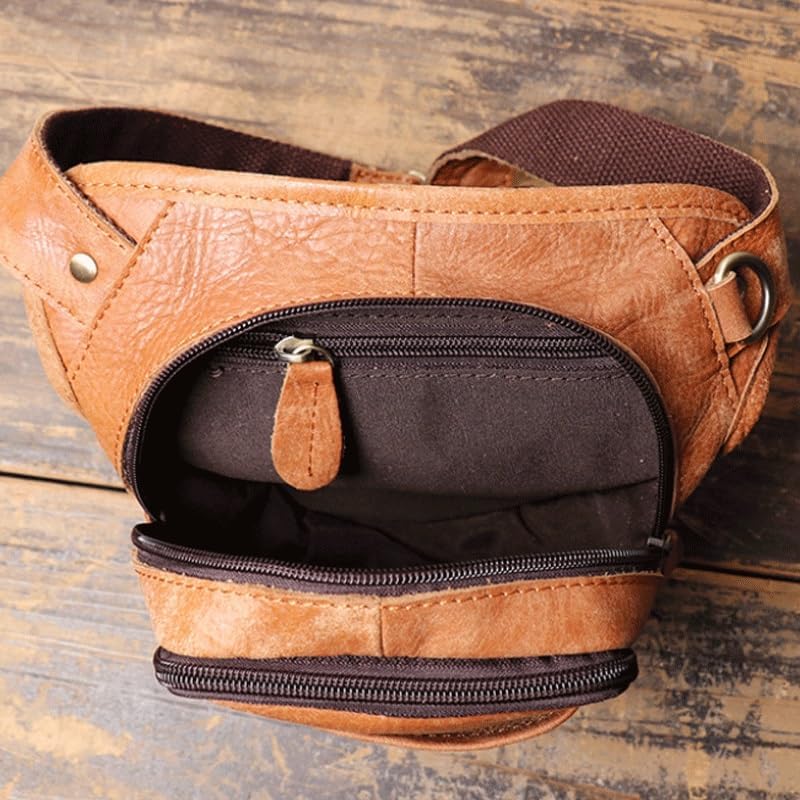 Leather Men's Backpack with Large Capacity for Carrying A Mobile Phone
