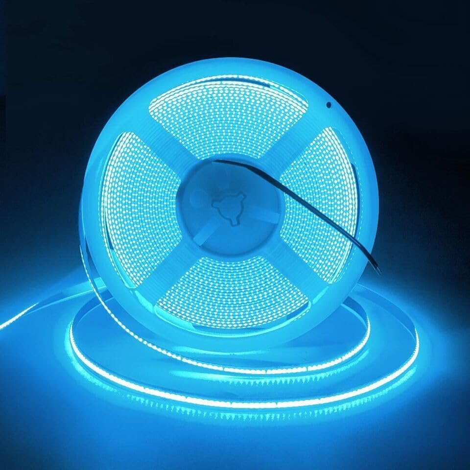 KD-tec 384Led/m 16.4ft COB Flexible LED Strip Light DC12V/24V Bendable Tape (12V, Ice Blue)