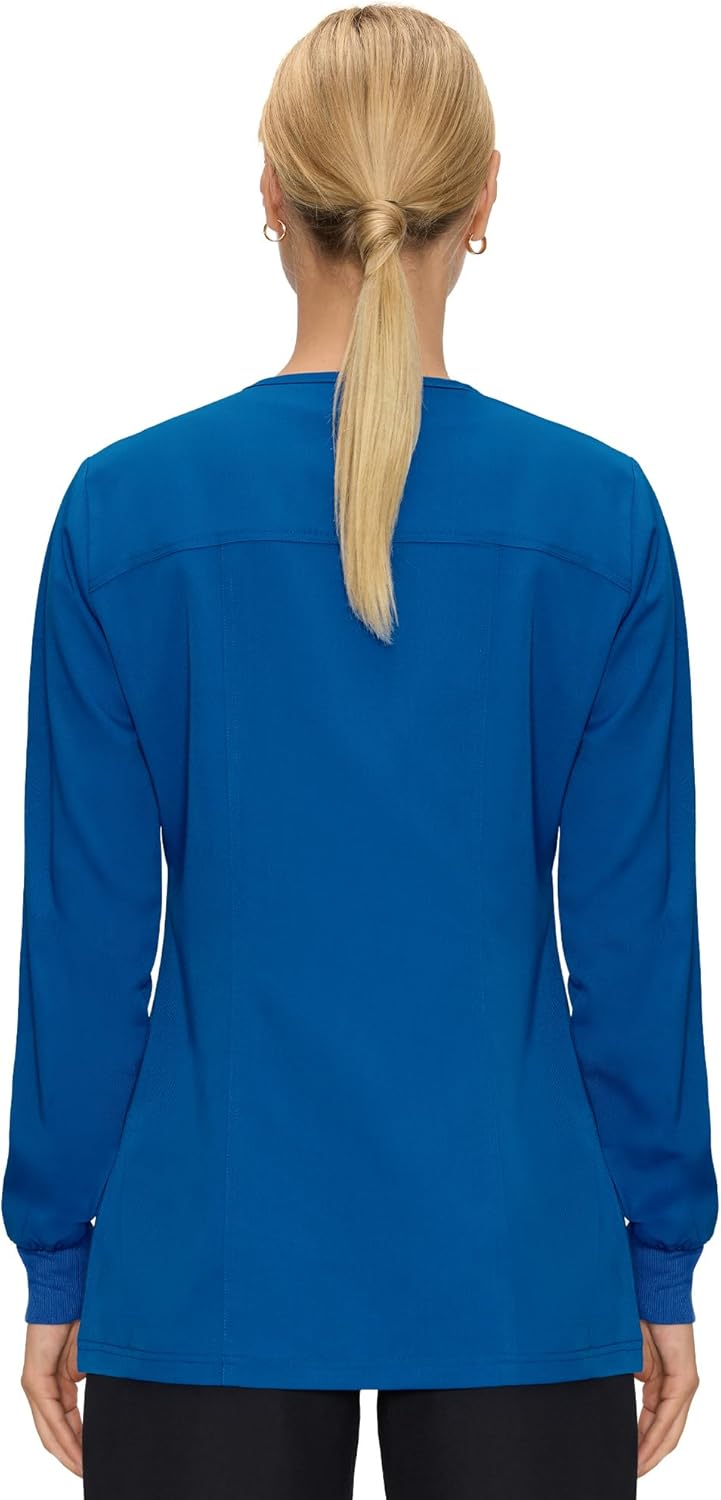 Scrub Jackets for Woman, Snap Front Nurse Jacket with 3 Pockets, Easy Care Soft Fabric - Image 2