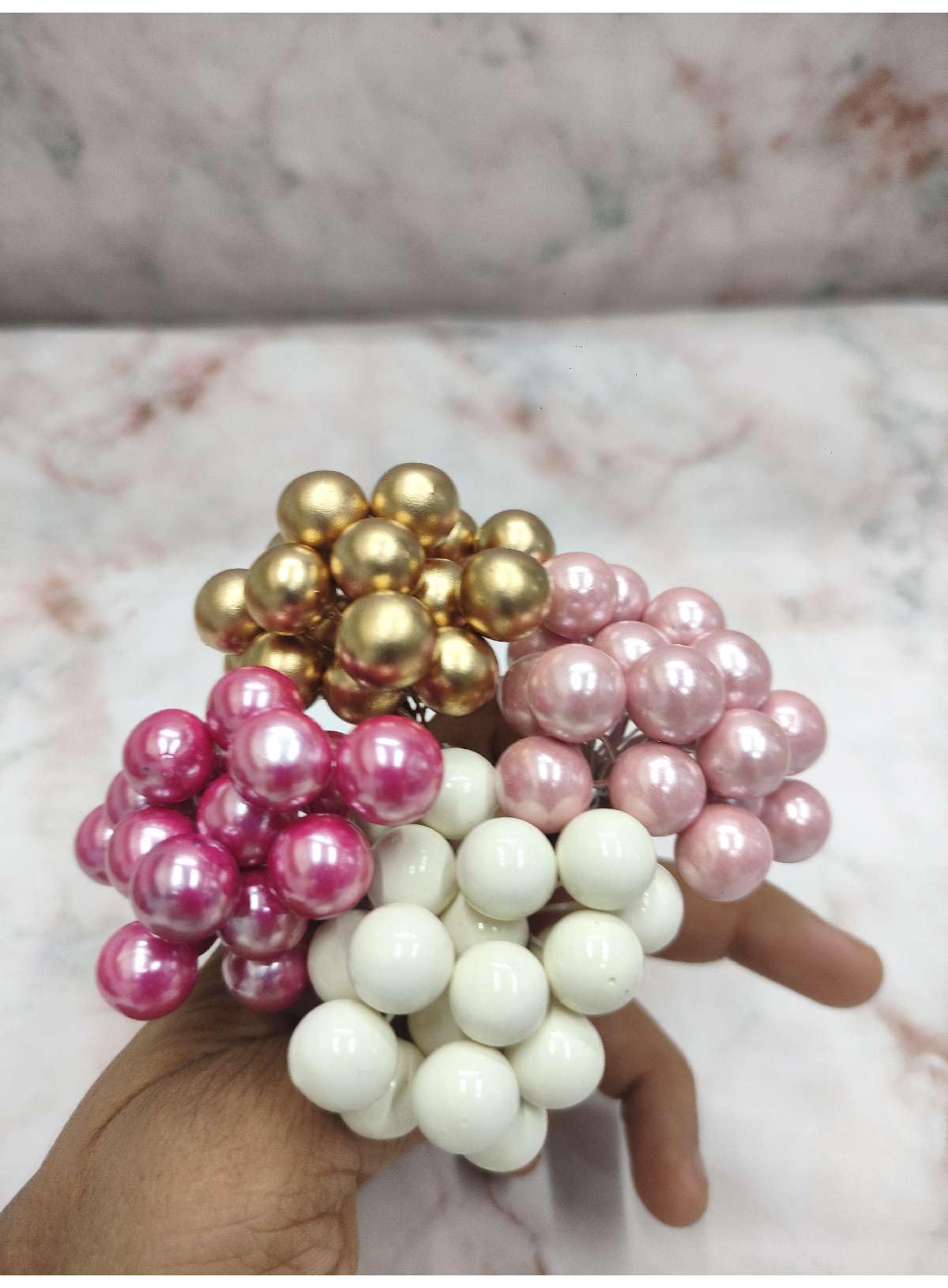 CAKE DECOR™ Gold Pearl Faux Ball Toppers For Cake and Cupcake Decoration - (20pcs Pack) - Image 3 thumbnail