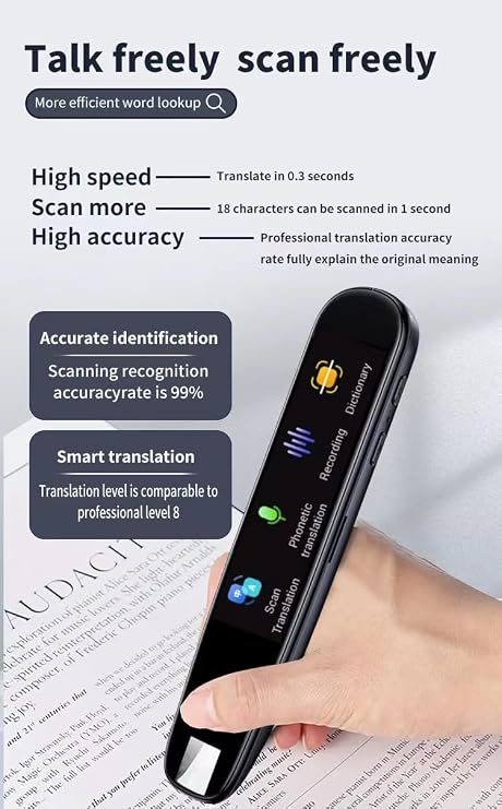 Translation Pen, Translation Scanning Pen, Translation Reading Pen, Instant Portable Scanning Translator Pen, 112 Languages Translation Device (Blue)