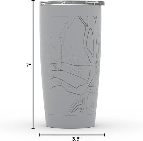 Vista 230 de Well Told Vaso de café aislado con diseño de mapa de Nueva York grabado, taza de acero inoxidable grabada (20 onzas, negro) con aislamiento de mapa