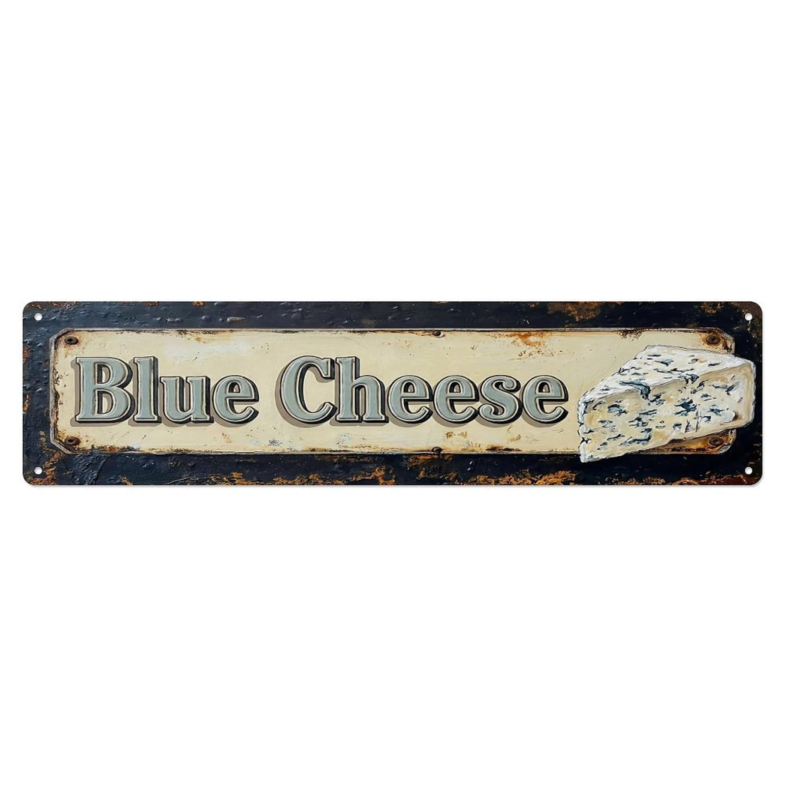 Vintage Blue Cheese Crumbly Farmhouse Metal Tin Sign