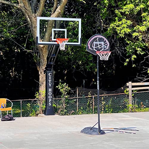 City Hoops™ Diamond - In Ground Basketball Hoop, Adjustable Height 5'-10', Galvanized Steel Frame, 72"X42" Pro Tempered Glass Backboard, Nba 180° Rim #TOP5