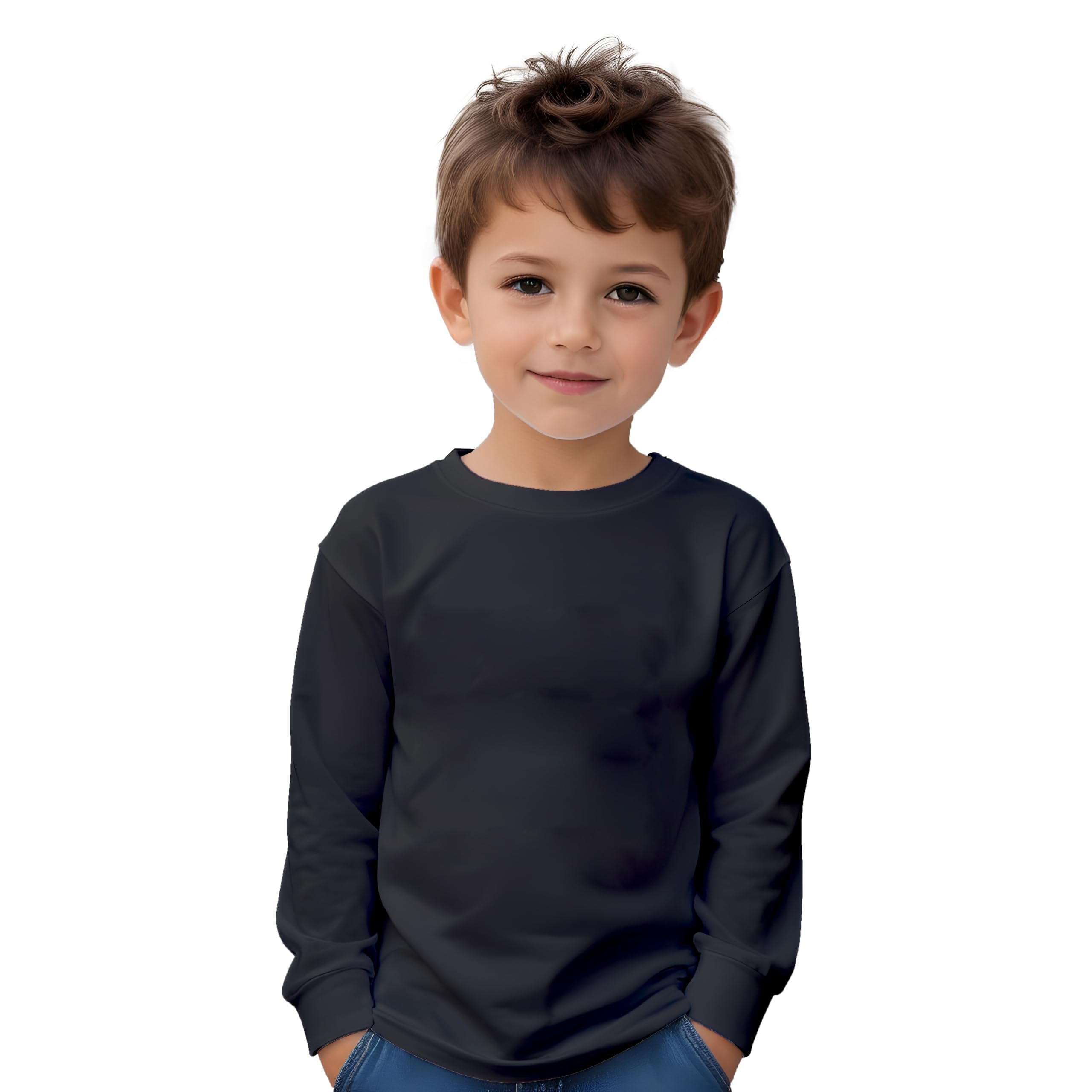 KINKIES Camiseta Manga Larga 100% Algodón para niños - Camiseta de Abrigo para el frío en Colores, cómoda, Suave, Lisa y Elegante