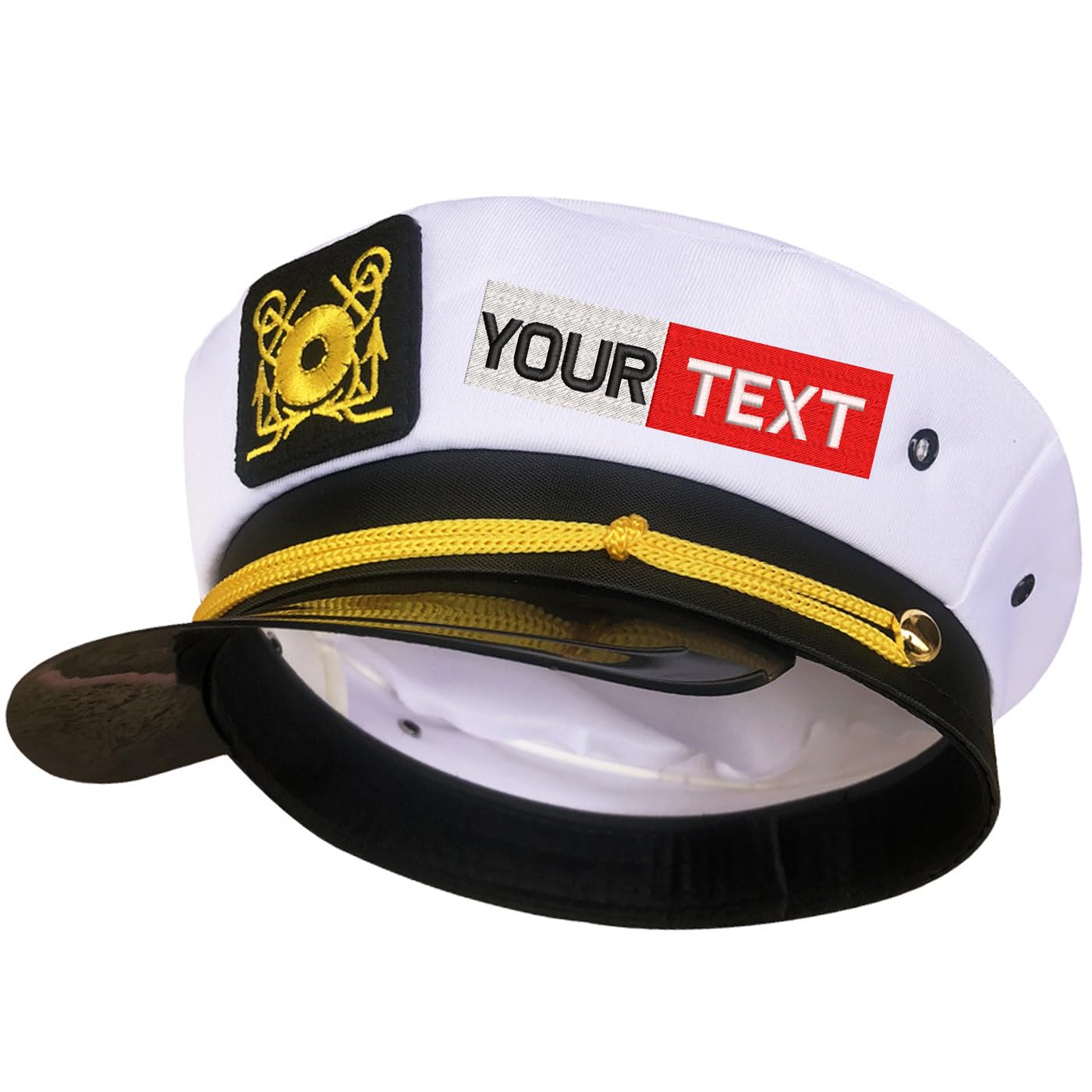 CustomName Adult Yacht Boat Ship Sailor Captain Costume Hat Cap Navy Marine Admiral Costume Party Accessory for Men Women