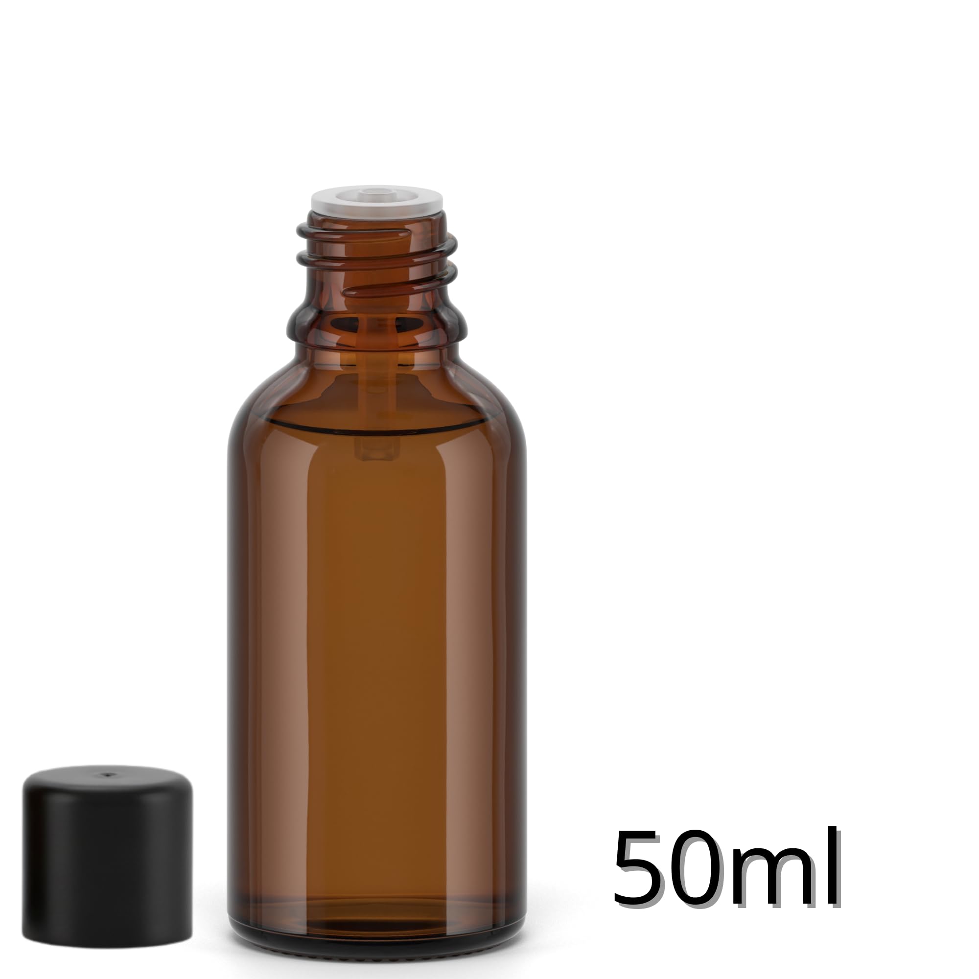Packung mit 100 Flaschen à 50 ml mit Deckel, Tropfflaschen aus Glas, für Gesichtskosmetik, ätherische Öle, Aromatherapie, Labor, Reisen
