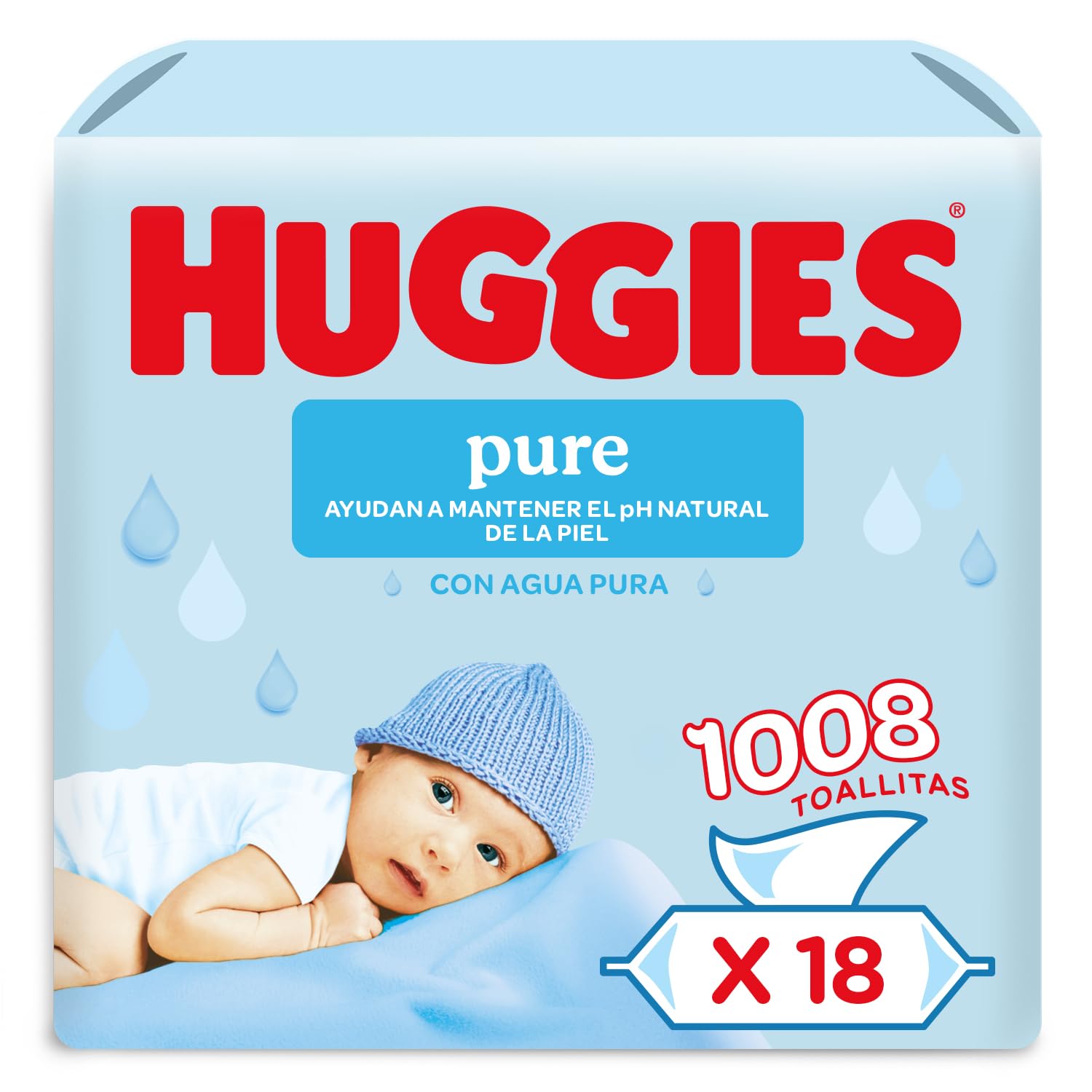 Huggies Pure, Baby Wipes, 18 Packs (1008 Wipes Total) - 99 Percent Pure Water Wipes - Fragrance Free for Gentle Cleaning and Protection - Natural Wet Wipes