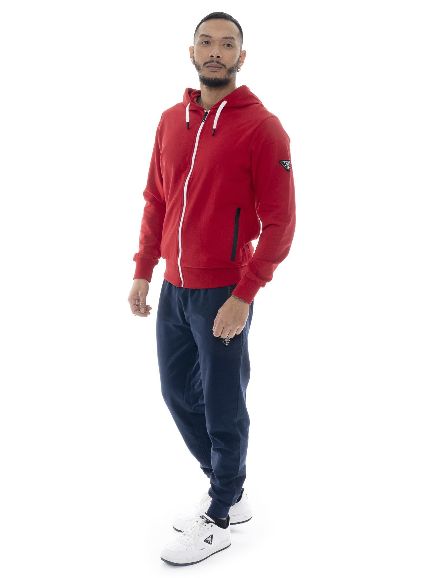 Felpa da Uomo con Cappuccio e Zip Leone Patch