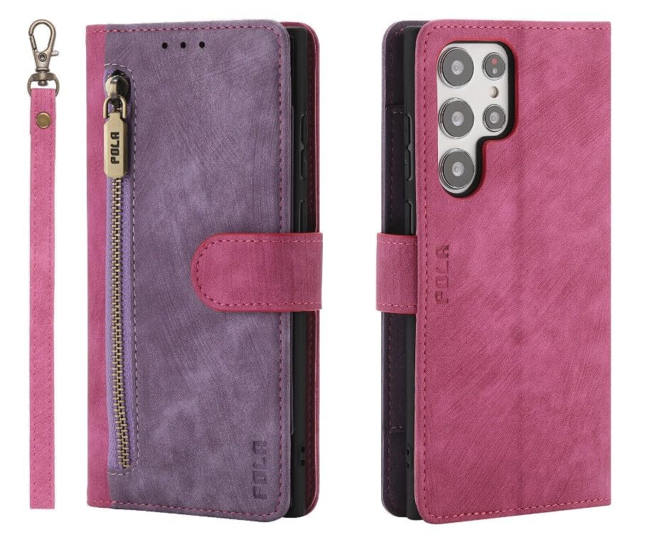Étui portefeuille iPhone 14 cuir rose pour le quotidien
